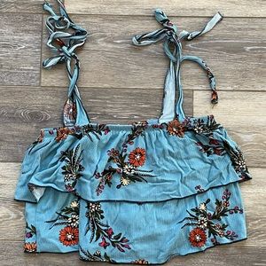 Blue Floral Crop Top